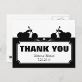 Schwarz-weiße Motorrad-Silhouette Vielen Dank Postkarte (Vorne/Hinten)
