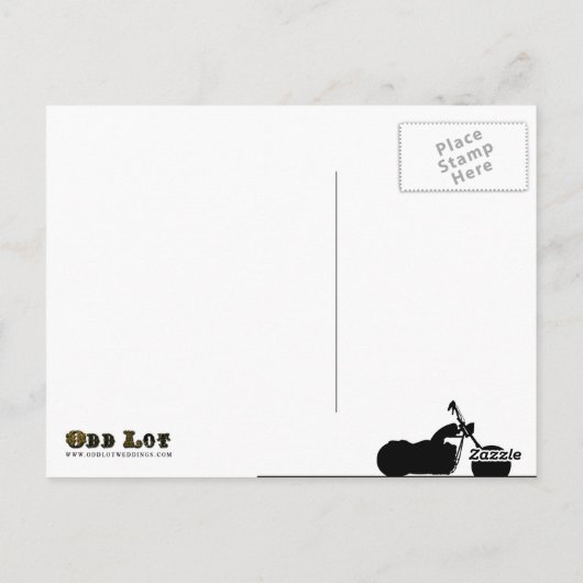 Schwarz-weiße Motorrad-Silhouette Vielen Dank Postkarte (Rückseite)
