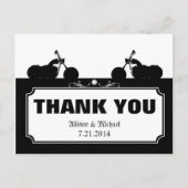 Schwarz-weiße Motorrad-Silhouette Vielen Dank Postkarte (Vorderseite)