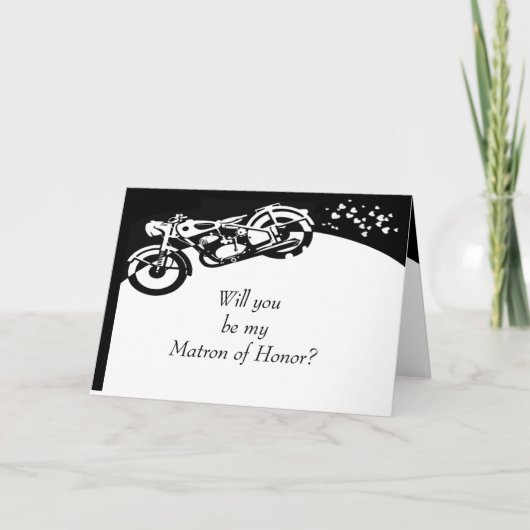 Schwarz-weiße Motorradmatron Einladung (Vorderseite)