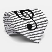 Schwarz-weiße Musiknote Krawatte (Gerollt)