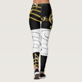 Schwarz-weiße Musiknoten Leggings (Rückseite)