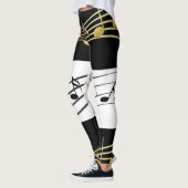 Schwarz-weiße Musiknoten Leggings (Links)