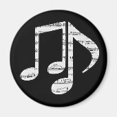 Schwarz-Weiße Musiknoten Magnet (Vorne)