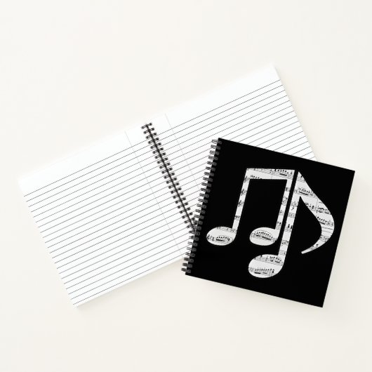 Schwarz-Weiße Musiknoten Notizblock (Innenseite)