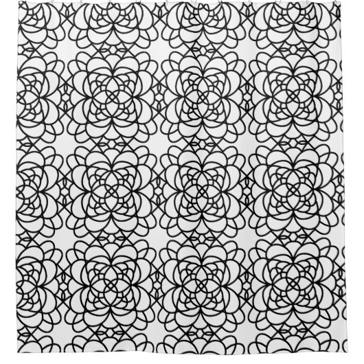 Schwarz-weiße Muster Duschvorhang (Vorderseite)