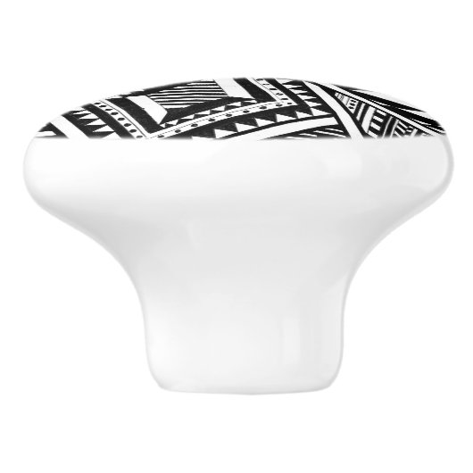 Schwarz-weiße Musterhand der abstrakten Keramikknauf (Seitenansicht)