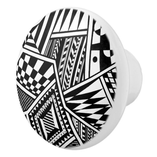 Schwarz-weiße Musterhand der abstrakten Keramikknauf (Rechts)