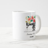 Schwarz-weiße Nähmaschine Jumbo-Tasse (Vorderseite Rechts)