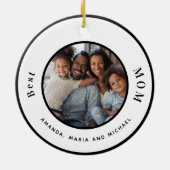 Schwarz-weiße Namen von Mutter Foto Keramik Ornament (Hinten)