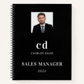 Schwarz-weiße Namensinitialen Foto Notizblock (Vorderseite)