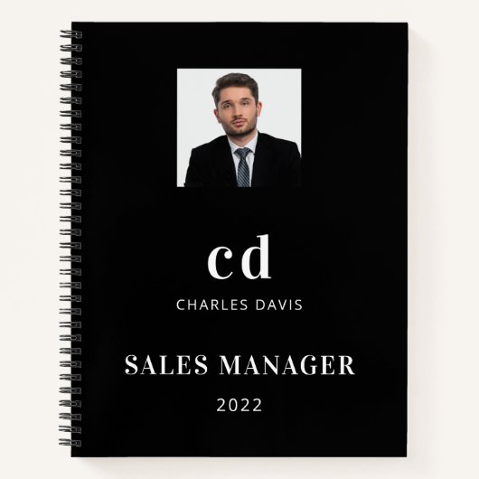 Schwarz-weiße Namensinitialen Foto Notizblock (Vorderseite)