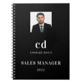 Schwarz-weiße Namensinitialen Foto Notizblock (Vorderseite)