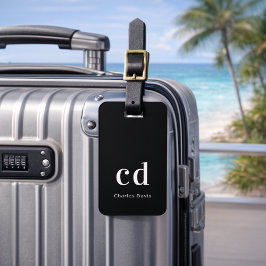 Schwarz-weiße Namensinitialen minimalistisch moder Gepäckanhänger