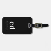 Schwarz-weiße Namensinitialen minimalistisch moder Gepäckanhänger (Vorderseite horizontal)