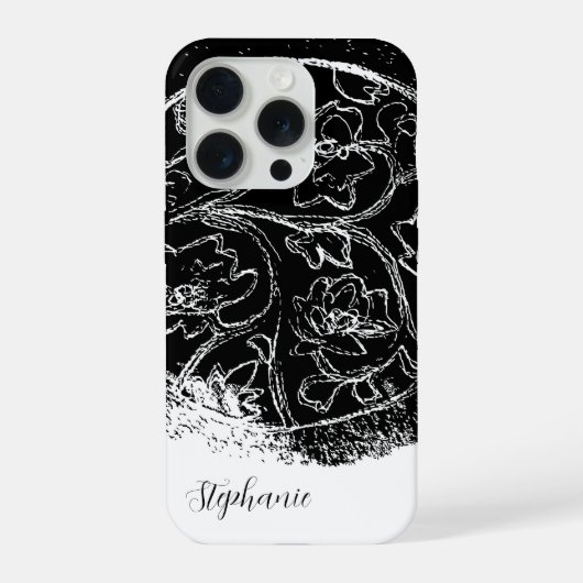 Schwarz-weiße Namensskripte iPhone Hülle (Rückseite)