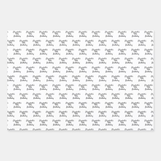 Schwarz-weiße Namensskripte minimalistisch Geschenkpapier Set (Vorderseite 2)
