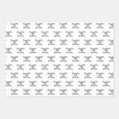 Schwarz-weiße Namensskripte minimalistisch Geschenkpapier Set (Vorderseite)