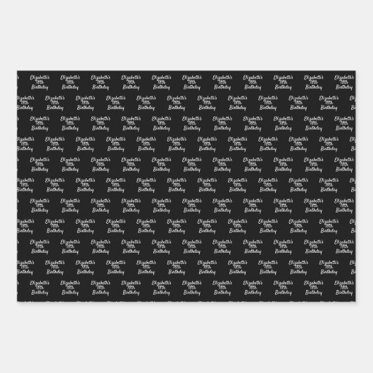 Schwarz-weiße Namensskripte minimalistisch Geschenkpapier Set (Vorderseite 2)