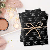 Schwarz-weiße Namensskripte minimalistisch Geschenkpapier Set