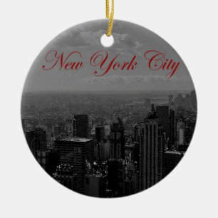 Schwarz-weiße New York City Keramik Ornament