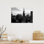 Schwarz-weiße New York City Night Poster (Küche)