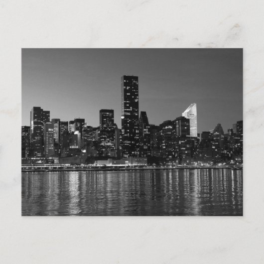 Schwarz-weiße New York City Night Postkarte (Vorderseite)