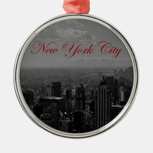Schwarz-weiße New York City Ornament Aus Metall (Vorne)