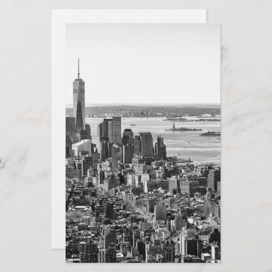 Schwarz-weiße New York City Skyline Briefpapier (Vorne/Hinten)