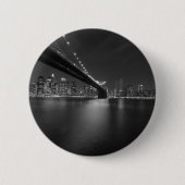 Schwarz-weiße New York City Skyline Button (Vorderseite)