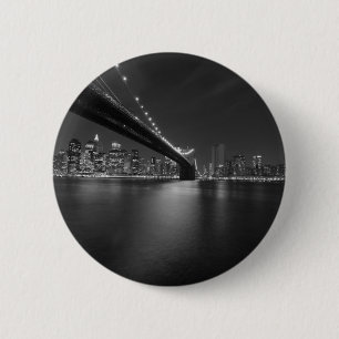 Schwarz-weiße New York City Skyline Button