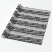 Schwarz-weiße New York City Skyline Geschenkpapier (Ungerollt)
