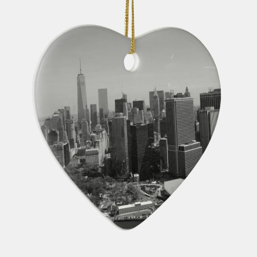Schwarz-weiße New York City Skyline Keramik Ornament (Rechts)