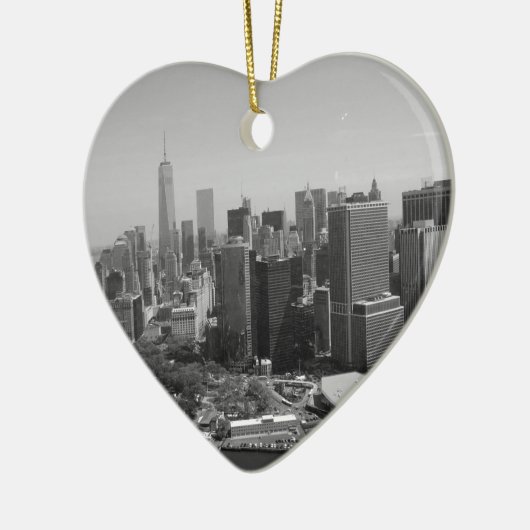 Schwarz-weiße New York City Skyline Keramik Ornament (Links)