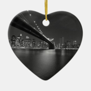 Schwarz-weiße New York City Skyline Keramik Ornament