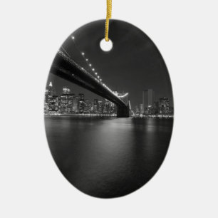 Schwarz-weiße New York City Skyline Keramik Ornament