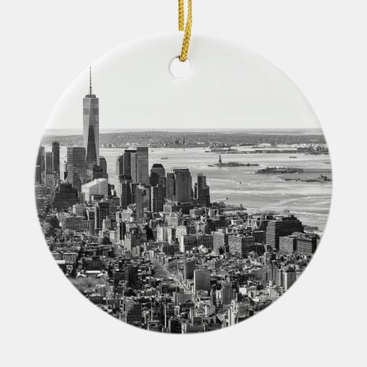 Schwarz-weiße New York City Skyline Keramikornament (Vorne)