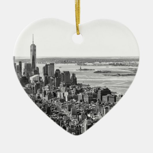 Schwarz-weiße New York City Skyline Keramikornament (Vorne)