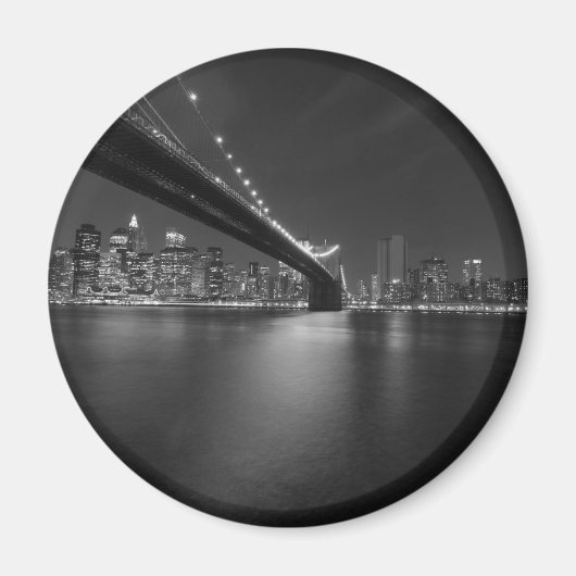 Schwarz-weiße New York City Skyline Magnet (Vorne)