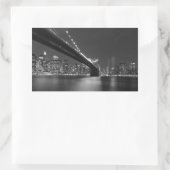 Schwarz-weiße New York City Skyline Rechteckiger Aufkleber (Tasche)