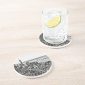 Schwarz-weiße New York City Skyline Sandstein Untersetzer (Seite)