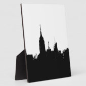 Schwarz-weiße New York Skyline Silhouette Plaque Fotoplatte (Seite)