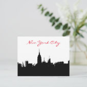 Schwarz-weiße New York Skyline Silhouette Postkart Postkarte (Stehend Vorderseite)