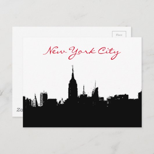 Schwarz-weiße New York Skyline Silhouette Postkart Postkarte (Vorne/Hinten)