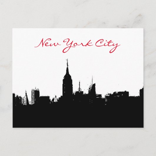Schwarz-weiße New York Skyline Silhouette Postkart Postkarte (Vorderseite)