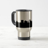 Schwarz-weiße New York Skyline Silhouette Travel M Reisebecher (Vorderseite Links)