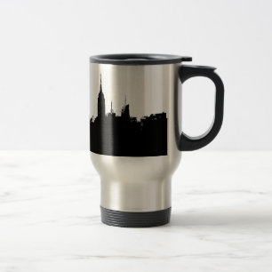 Schwarz-weiße New York Skyline Silhouette Travel M Reisebecher