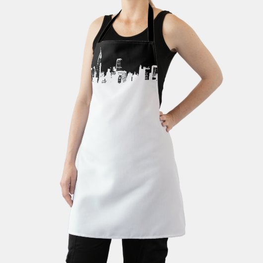 Schwarz-weiße New Yorker City Skyline Pop Art Schürze (InSitu)