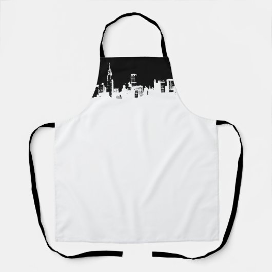Schwarz-weiße New Yorker City Skyline Pop Art Schürze (Vorderseite)