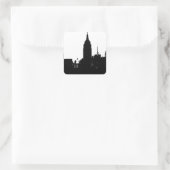 Schwarz-weiße New Yorker Silhouette Quadratischer Aufkleber (Tasche)